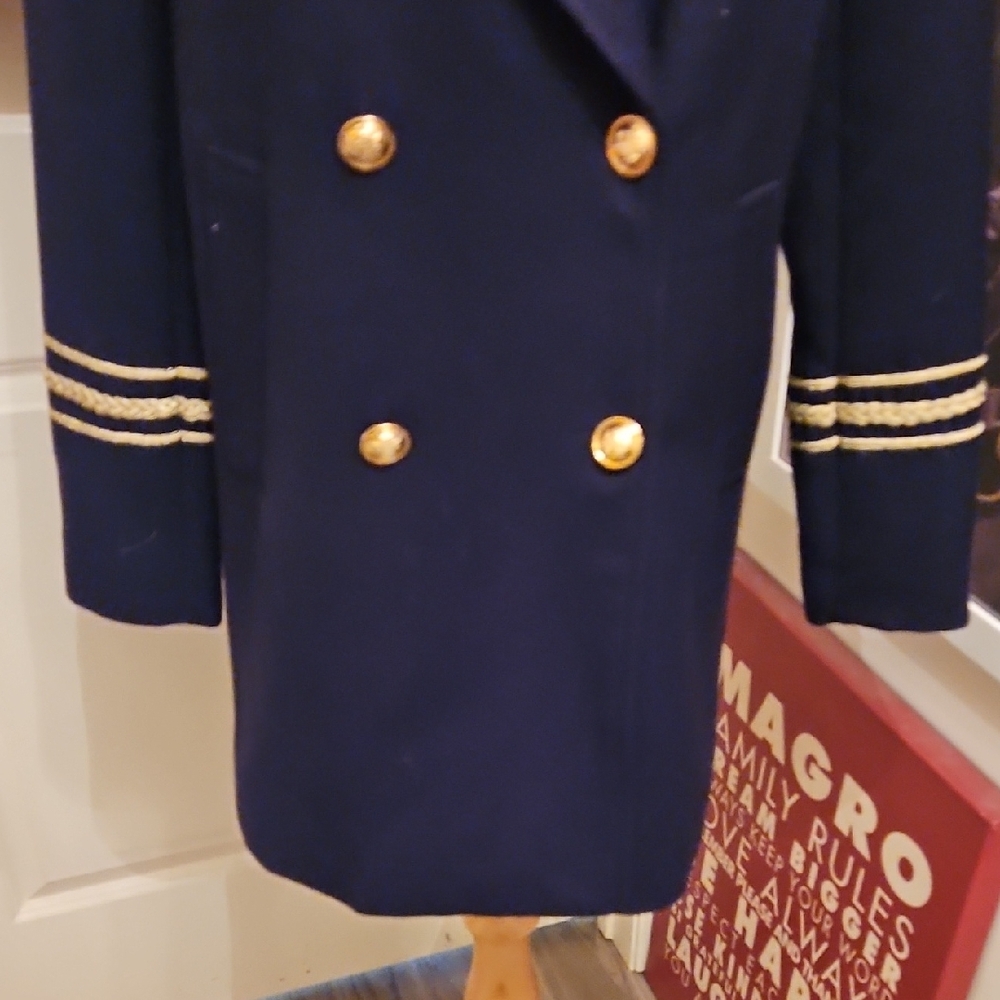 Forever 21 Premium Label Dark Blue Military-Inspired Coat - Picture 4 of 10
